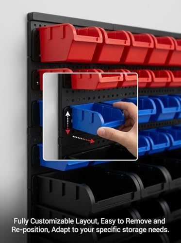 wall mounted storage organizer bins with rack, nuts, package contents