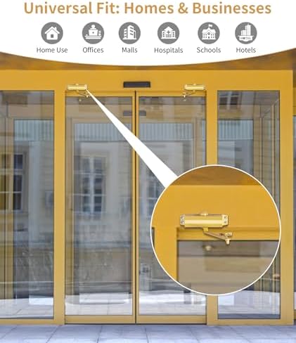 commercial grade door arm, dullgolden finish, large size, close-up detail