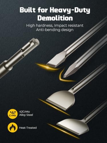 sds plus chisel bit set, 16" point &, side view