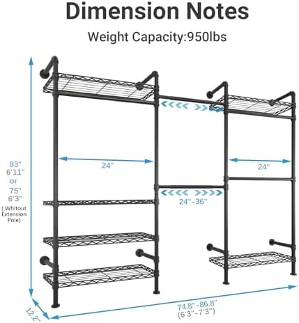 timate f3 garment rack heavy duty clothes rack, side view