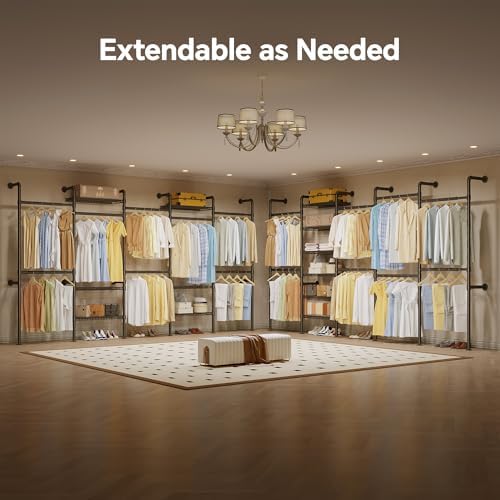 higeego w5 industrial pipe clothes rack, heavy duty, close-up detail