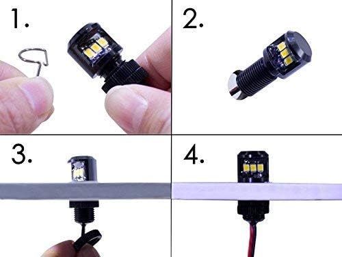 Oznium Side View LED Bolt - 12V LED Side Emitting Light for Bumper, Grille, Cars Interior, Dash, Ambient Lighting, Motorcycle with Aluminum Housing & Screw Nut (11 mm Black, Cool White LED), 2-PACK