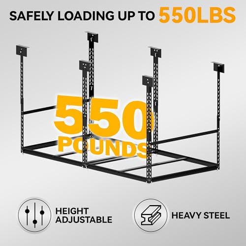 3x6 ft overhead garage storage rack, 28-41 inch, close-up detail