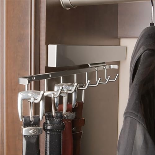 rev-a-shelf sliding belt rack for closets, min opening, close-up detail