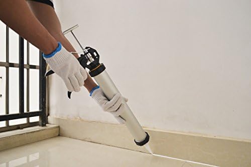 600ml caulking gun with aluminum barrel for 10oz/20oz showing dimensions
