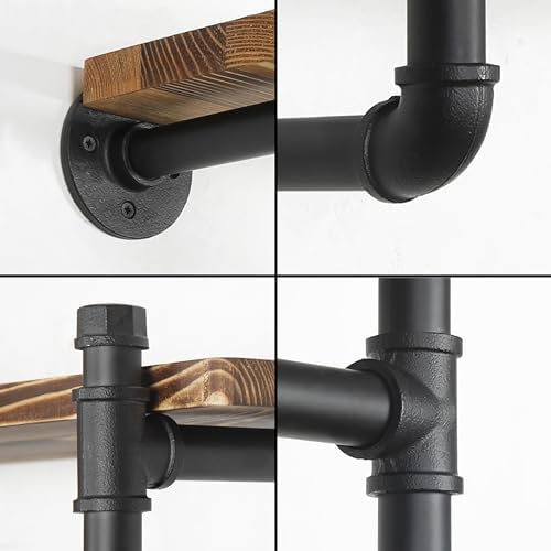 webi wall mounted clothes rack with shelf,32" industrial, front angle view