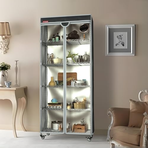 shelf cover for storage shelving rack, fits 36"x24"x72", front angle view