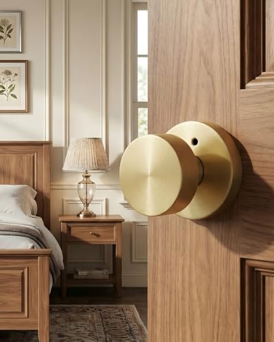 haidms brushed gold door knob interior privacy door shown in use