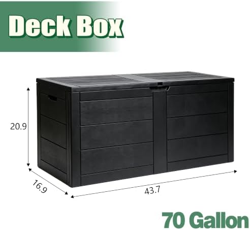 70 gal outdoor storage box, waterproof deck box, close-up detail