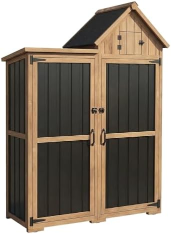 outdoor storage cabinet weatherproof with 3 adjustable shelves, view 9