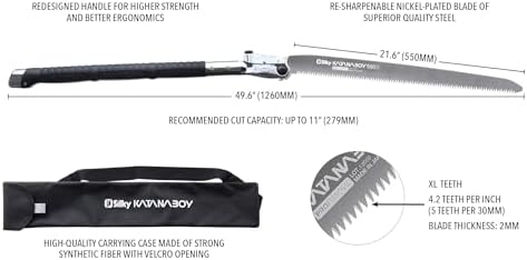 silky katanaboy professional 550mm folding saw xl teeth, side view