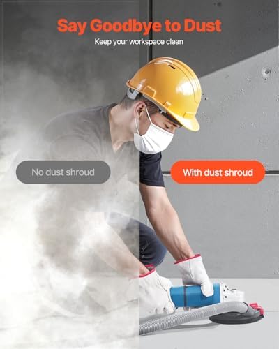 vevor grinding dust shroud for angle grinder, universal showing dimensions