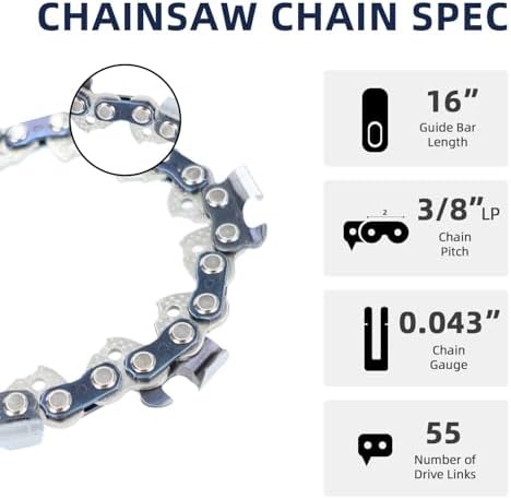 chainsaw chain 16 inch 3/8" lp pitch .043" shown in use