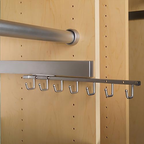 rev-a-shelf sliding belt rack for closets, min opening showing dimensions