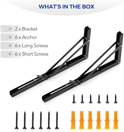ravinte matte black folding shelf brackets, 16 inch, view 9