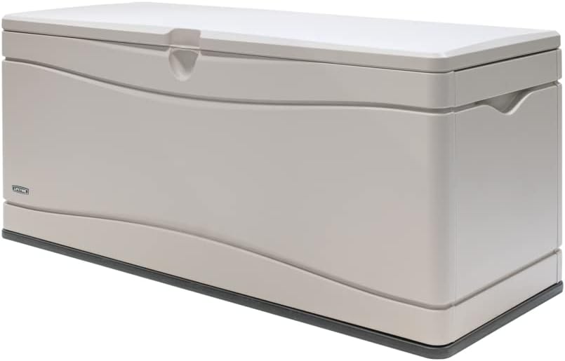 lifetime 60040 deck box, 130 gallon, desert sand, main product view