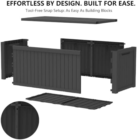 outdoor storage box,200 gallon waterproof deck box [upgraded, front angle view