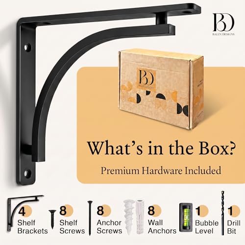 classic black heavy duty shelf brackets 10 inch, close-up detail