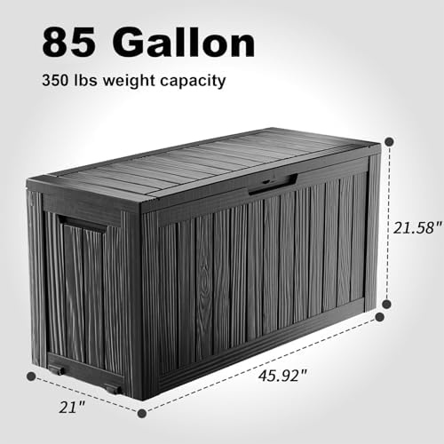 outdoor waterproof resin storage deck box lockable outside on a desk or shelf