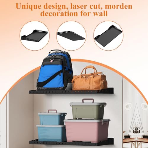 24 inch garage wall shelves, heavy duty wall, front angle view
