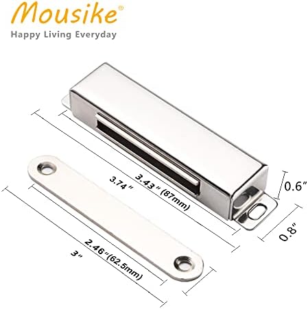 mousike magnetic door catch，70lb stainless steel cabinet door shown in use