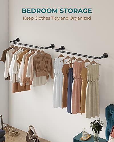 oropy 38.4" industrial pipe clothes rack wall mounted, side view