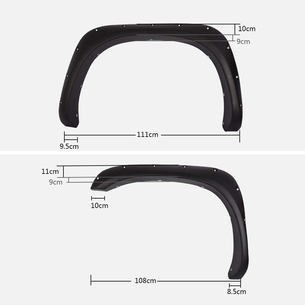PIT66 Fender Flares Fit 02-09 Dodge Ram 1500 2500 3500 Textured Pocket Riveted Style Wheel Well Protection,UV-Resistant Fender Flares Cover Rust,Mud & Rock Damage Not Fit Dually/Hemi