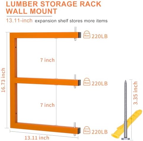 lumber rack wall-mounted lumber storage rack, heavy duty shown in use
