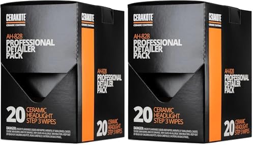 CERAKOTE® Ceramic Headlight Restoration Professional Detailer Pack (20 Ceramic Wipes) - Brings Headlights Back to Like New Condition - Step 3 Only (Pack of 2)