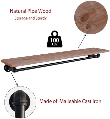 clothes rack 48in, wall mounted garment rack with, close-up detail