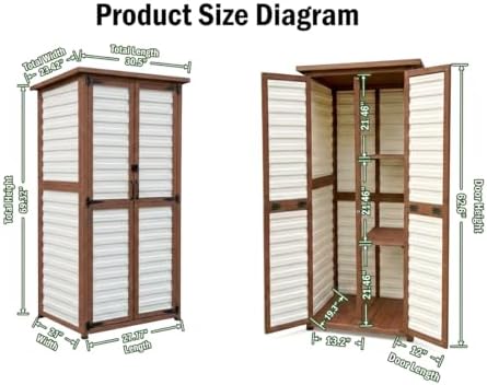 waterproof outdoor storage cabinet, 69" tall fir wood, side view
