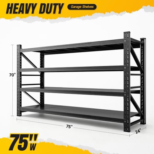 miiiko 75" w metal garage storage shelving unit,9000lbs, close-up detail