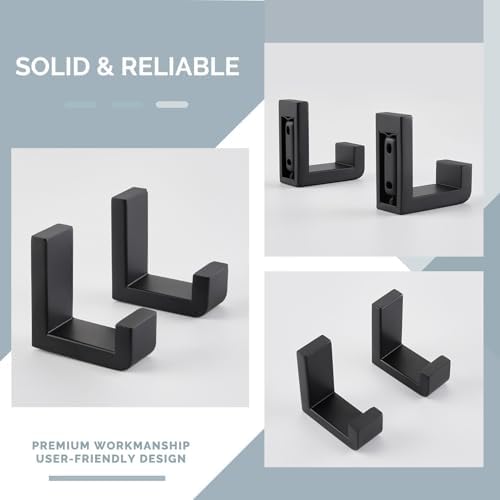 angle simple towel hooks for bathrooms matte black, front angle view