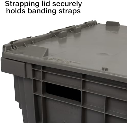 buckhorn industrial lidded plastic storage container, nesting and, side view