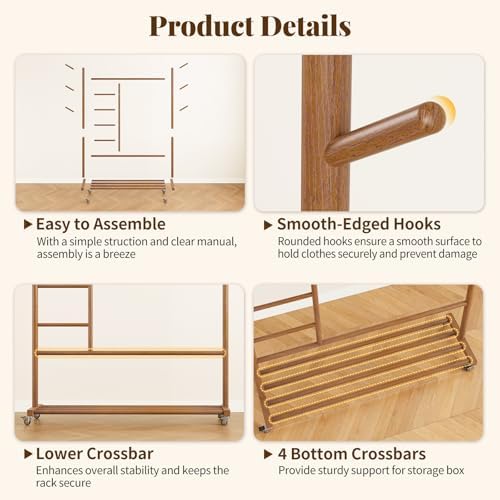 yoobure solid wood clothing rack, 4-in-1 wooden clothes on a desk or shelf
