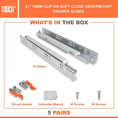 undermount drawer slides 21 inch, soft-close, for 3/4 shown in use