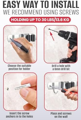 mop and broom holder - clear cleaning clutter showing dimensions