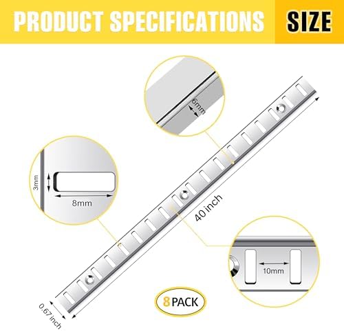 adjustable shelf bracket 40 inch 8 pack silver, close-up detail