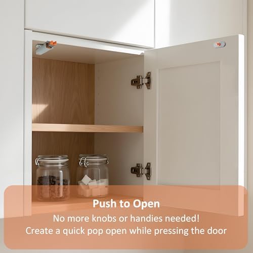gray non-magnetic push to open door latch for showing dimensions
