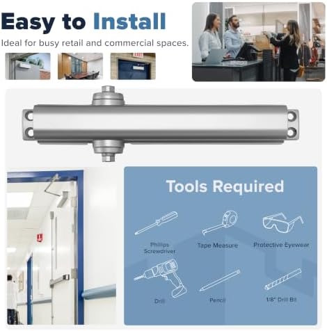 commercial door closer fh-8400 heavy duty adjustable grade, package contents