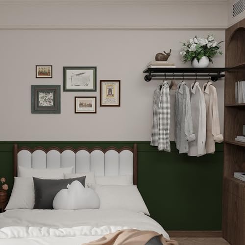 black clothes rack 36in, wall mounted garment rack, close-up detail