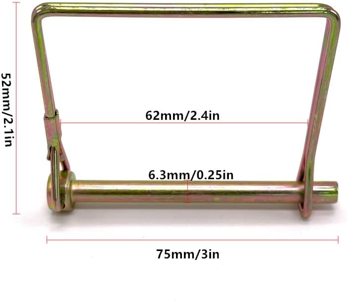 10 Pieces Wire Lock Pin, 1/4 Inch Trailer Coupling Pin Hitch Pin, Heavy Duty Safety Coupler Pin Shaft Locking Pin for Garden Lawn Farm Trailer Trucks (Square, Gold)