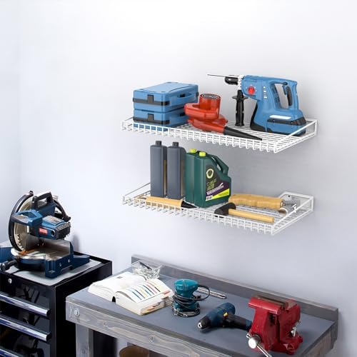 torack 2-pack wall mounted storage shelves, 23.5" x shown in use
