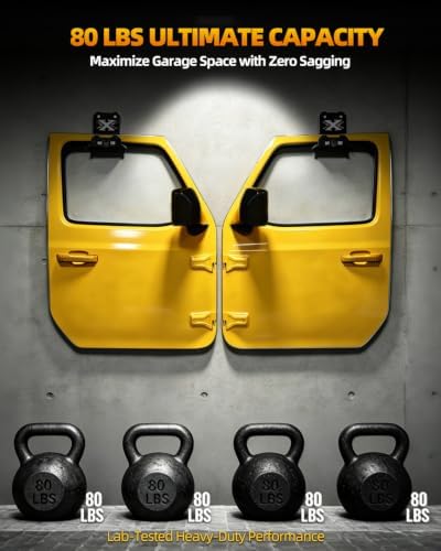 heavy duty wall mounted jeep door hangers garage shown in use