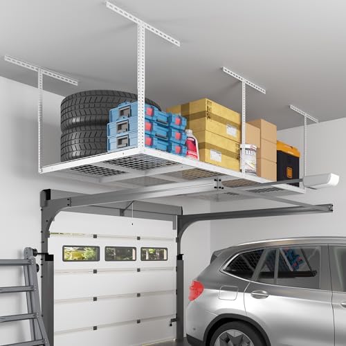 fleximounts 4x8 overhead garage ceiling storage rack organization on a desk or shelf