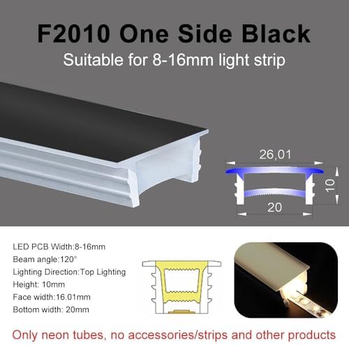 LED Neon Silicone Diffuser Tube - Custom Length | Black,F1010-10meters