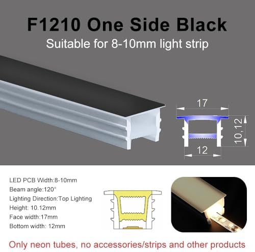 3 Meter Cuttable LED Neon Silicone Channel | Black,F1210