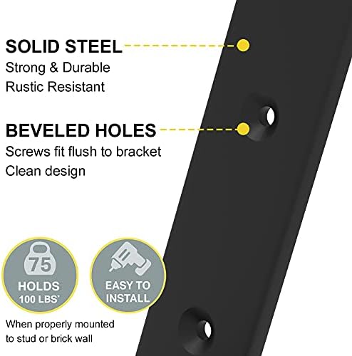 heavy duty 10-inch black shelf brackets, l shelf, front angle view