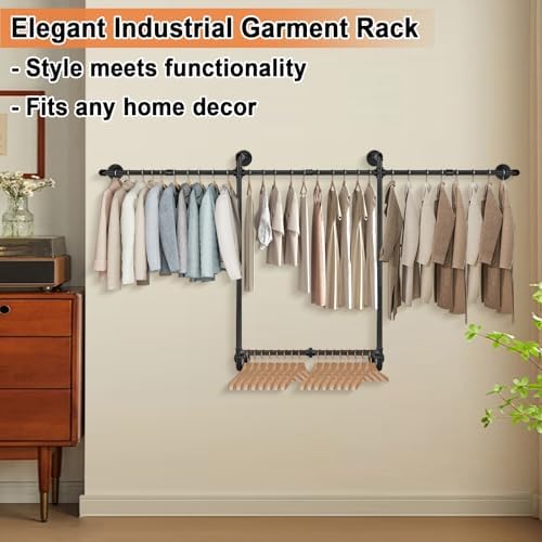 livabber industrial pipe clothes rack, heavy duty detachable, side view
