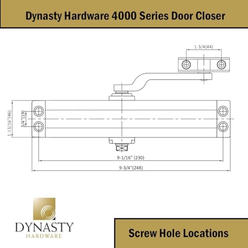 dynasty 4000 series door closer, sprayed duronotic bronze showing dimensions